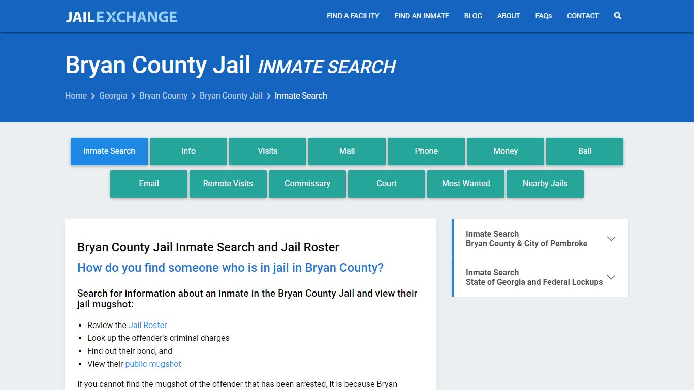 Inmate Search: Roster & Mugshots - Bryan County Jail, GA